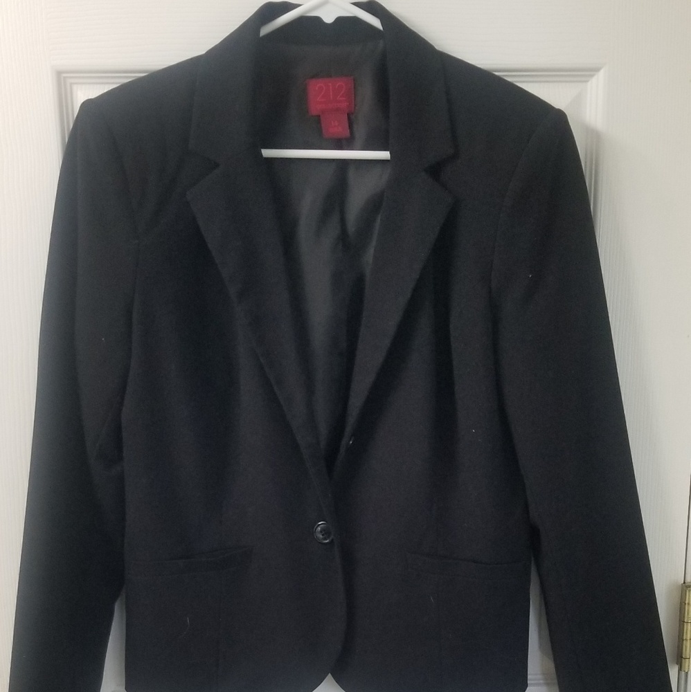 212 Womens Black Lined Suit Jacket Blazer-Sz. 14